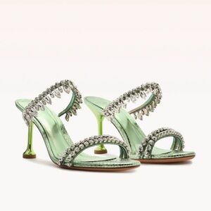 Alexandre Birman KARINA 85 MINT Green Heeled Sandals with Crystals ‎ 36/6